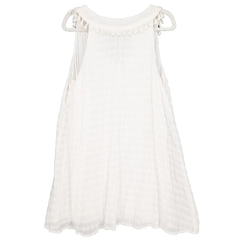 Vineyard‎ Vines St Barths Tassel Stretch White Cotton Dress Preppy Coastal Large